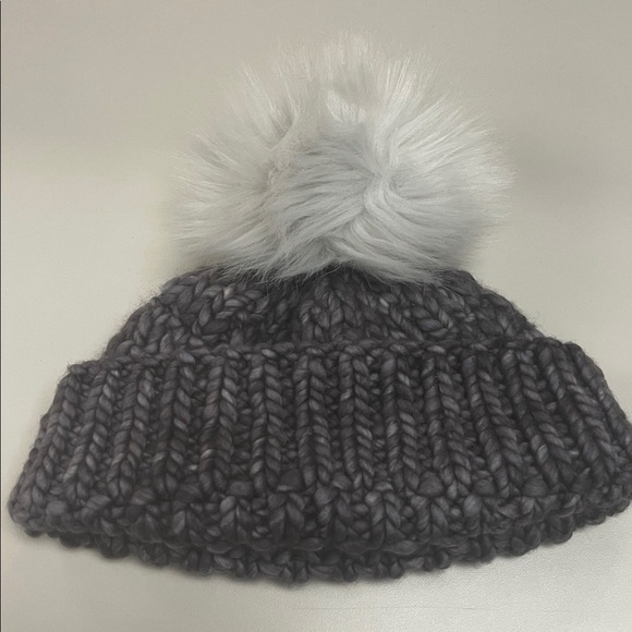 Thunderfoot purple & Gray Knit Beanie with Pom one size adult preowned